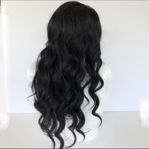 Long Wavey 24” Face Front wig in Black main image 4